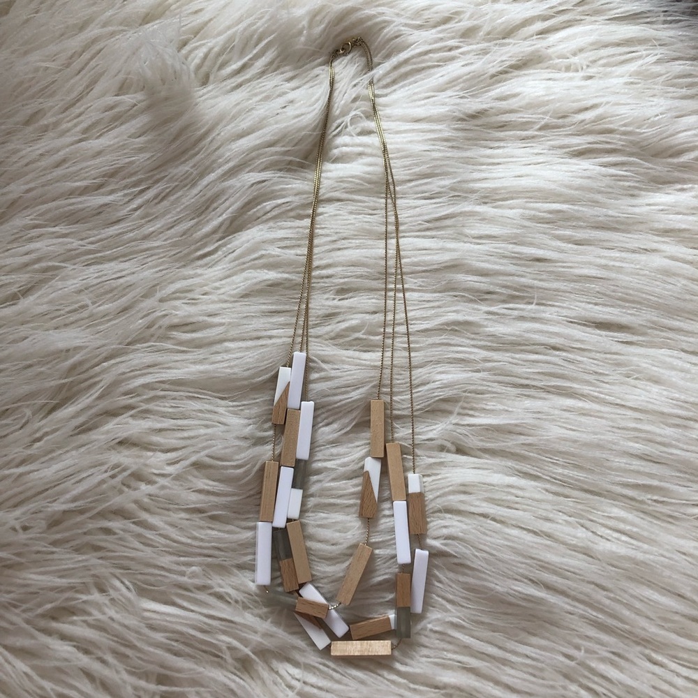 LOFT 3 Layer Artsy Woodblock Necklace